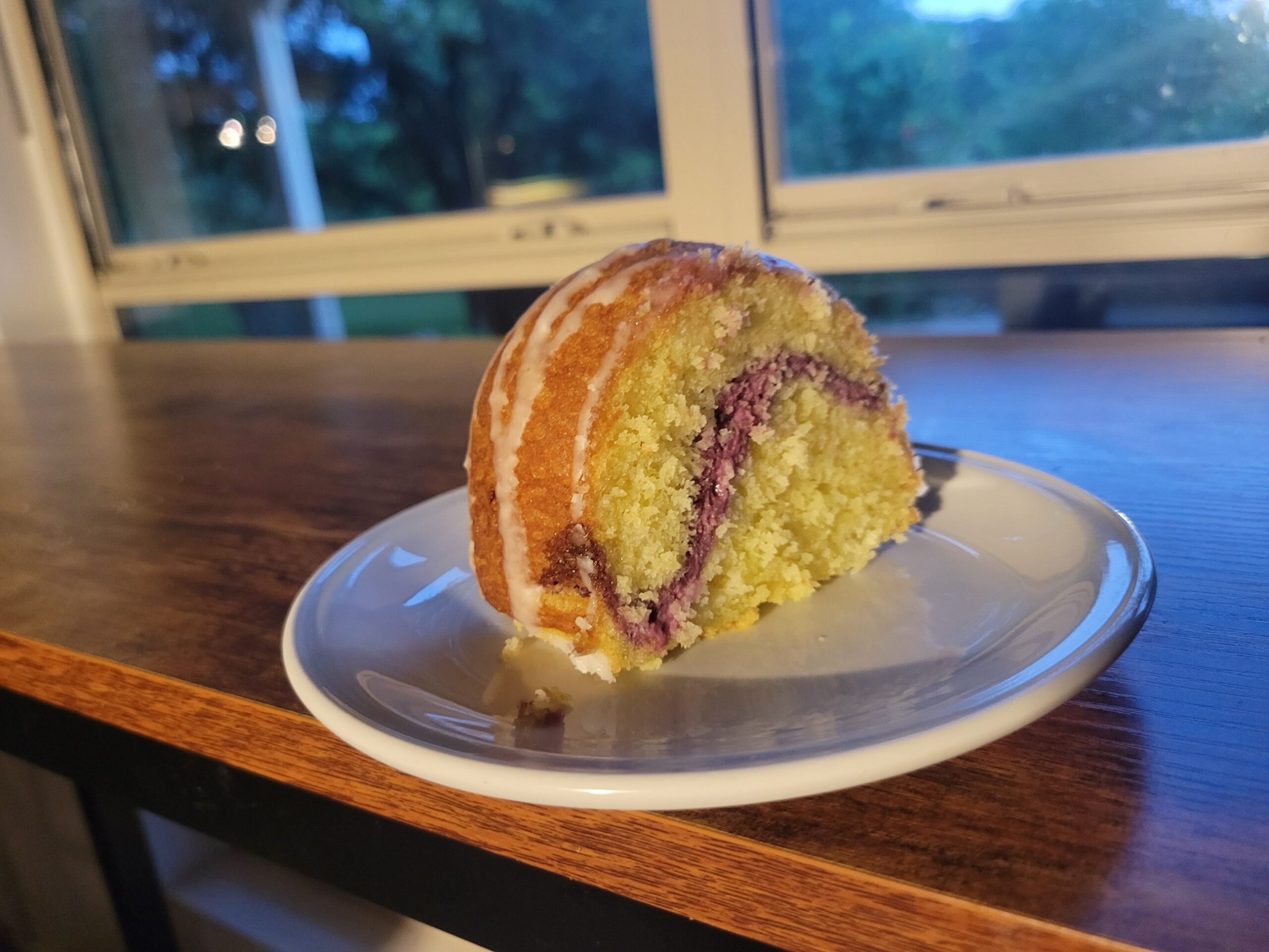 cross section of Meyer Lemon Pound Cake showing the middle layer