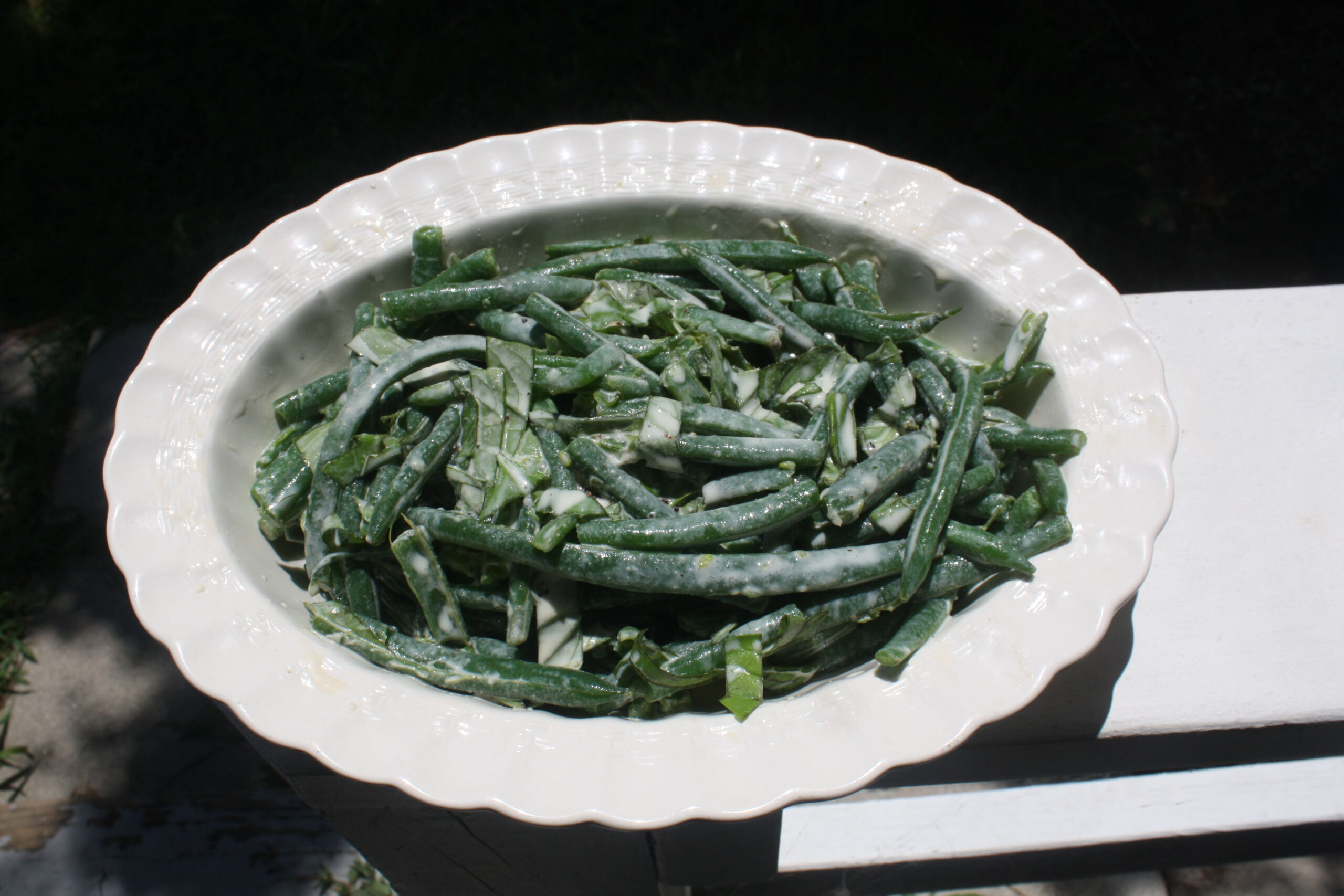 Chilled Herby Green Bean Salad plated and ready to eat